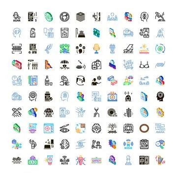 Large collection of business and technology icons Stock Illustration