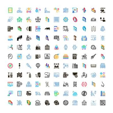 Large collection of business, technology, and nature icons イラスト素材