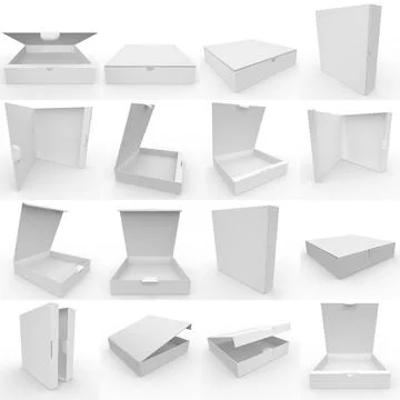 Large collection of cardboard empty boxes for your design. 3D illustration Stock Illustration