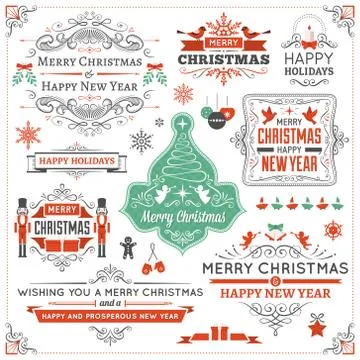 Large Collection of Christmas Design Elements Stock Illustration
