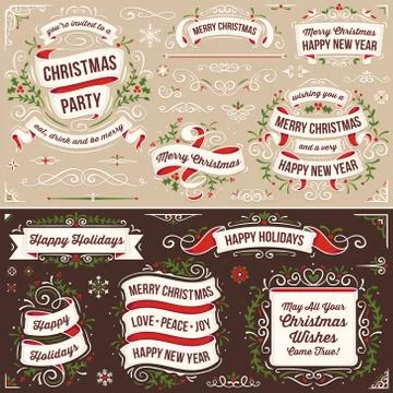 Large Collection of Christmas Design Elements Stock Illustration