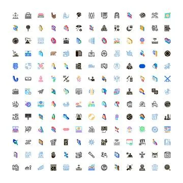 Large collection color line web icons symbols 스톡 일러스트