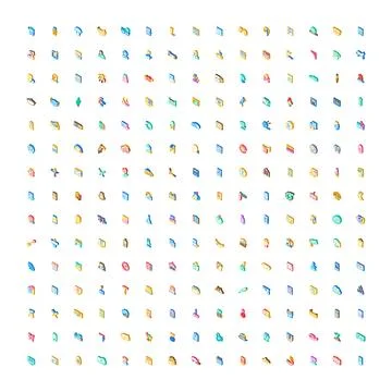 Large collection of colorful isometric general purpose icons Stock Illustration