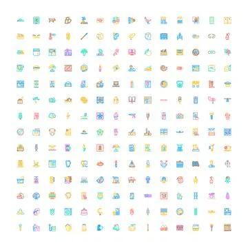 Large collection of colorful universal pixel perfect icons 스톡 일러스트
