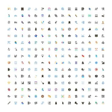 Large collection of colorful web interface icons Illustrazione stock