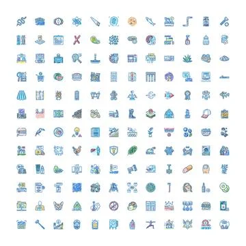 Large collection of diverse abstract doodle line art icons Stock Illustration
