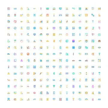 Large collection of diverse assorted colorful web icons Illustrazione stock