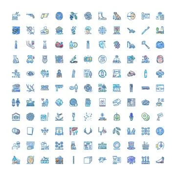 Large collection of diverse chalk doodle line icons Stock Illustration