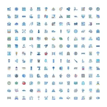Large collection of diverse doodle sketch line icons Stock Illustration