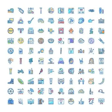 Large collection of diverse everyday life scribble icons Stock Illustration