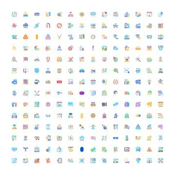 Large collection of diverse flat business and technology icons Stockillustratie