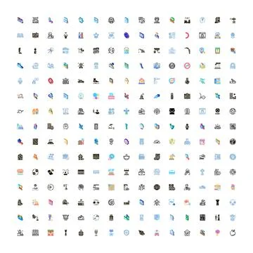 Large collection of diverse flat business icons 스톡 일러스트