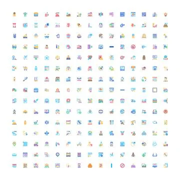 Large collection of diverse flat design gradient icons イラスト素材
