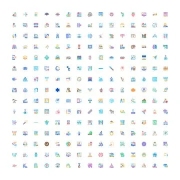 Large collection of diverse flat design icons and symbols イラスト素材