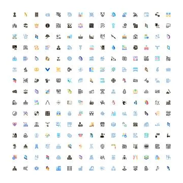 Large collection of diverse flat design icons Stock Illustration