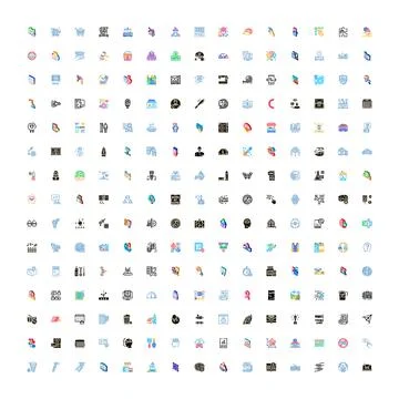 Large collection of diverse flat design icons 스톡 일러스트