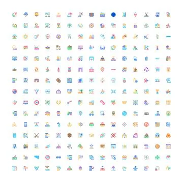 Large collection of diverse flat design outline icons Stock Illustration