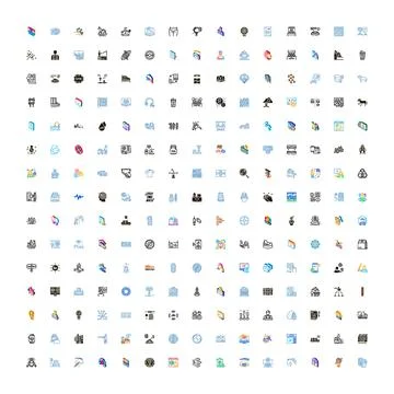 Large collection of diverse flat design icons Stock Illustration