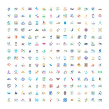 Large collection of diverse flat design icons 스톡 일러스트