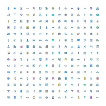 Large collection of diverse flat design icons Stock Illustration