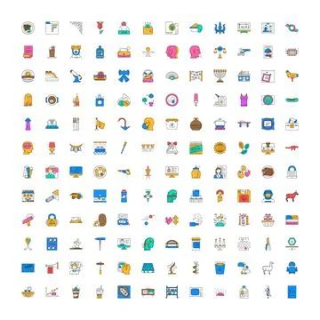 Large collection of diverse flat design icons Stock Illustration