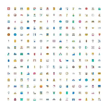 Large collection of diverse flat design icons Stock Illustration