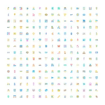 Large collection of diverse flat design icons 库存插图