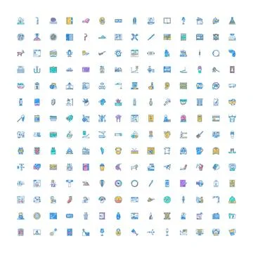 Large collection of diverse flat design icons Illustrazione stock