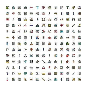 Large collection of diverse flat design icons Illustrazione stock