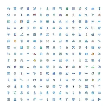 Large collection of diverse flat design icons Illustrazione stock