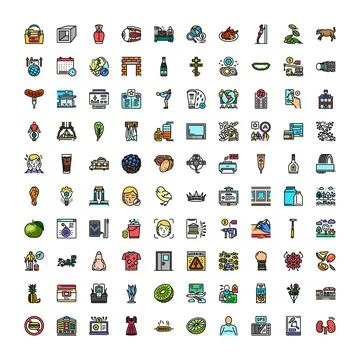 Large collection of diverse flat design icons Illustrazione stock