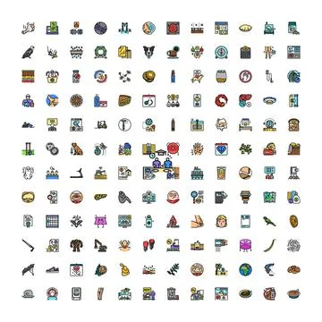Large collection of diverse flat design icons Illustrazione stock