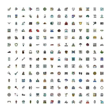 Large collection of diverse flat design icons Stock Illustration