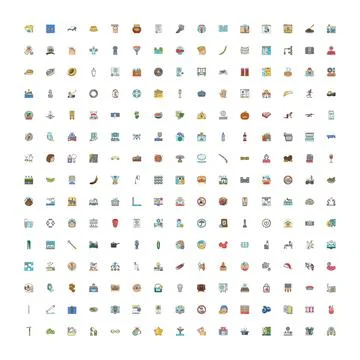 Large collection of diverse flat design icons Illustrazione stock