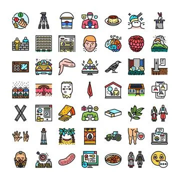 Large collection of diverse flat design icons Stock Illustration
