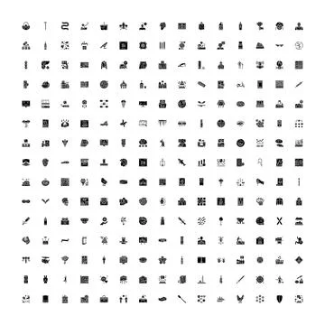 Large collection of diverse flat icon symbols Illustrazione stock