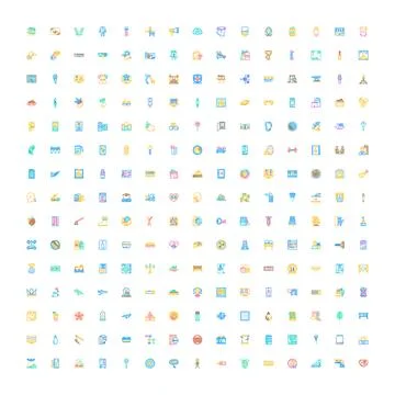 Large collection of diverse flat style graphics Stock Illustration