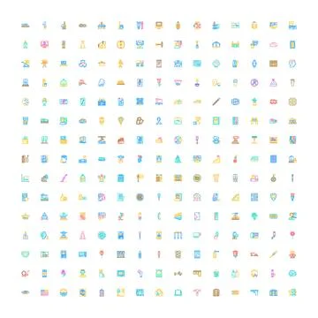 Large collection of diverse graphic line icons for business 스톡 일러스트