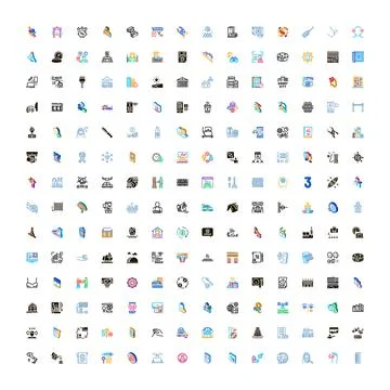 Large collection of diverse graphic user interface icons Illustrazione stock