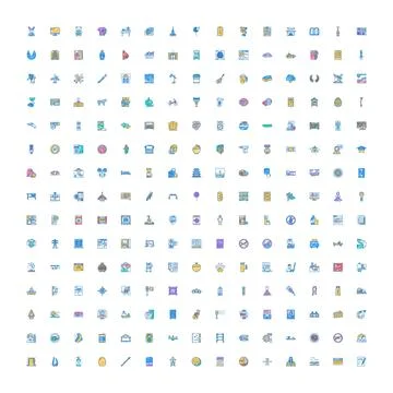 Large collection of diverse graphic user interface icons Stock Illustration