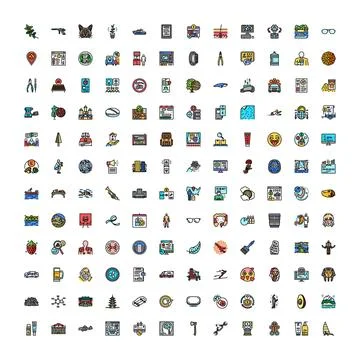 Large collection of diverse internet web icons Stock Illustration