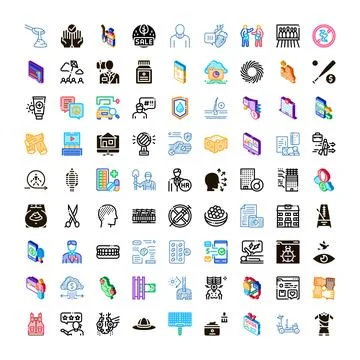 Large collection of diverse isometric and outline icons 스톡 일러스트