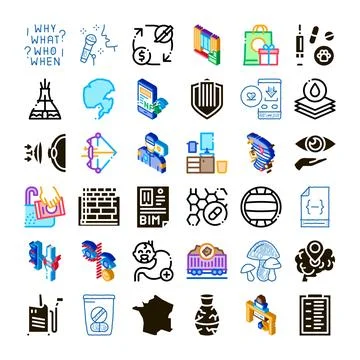 Large collection of diverse isometric and outline icons Stock Illustration
