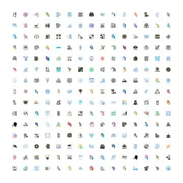 Large collection of diverse isometric icon set 스톡 일러스트