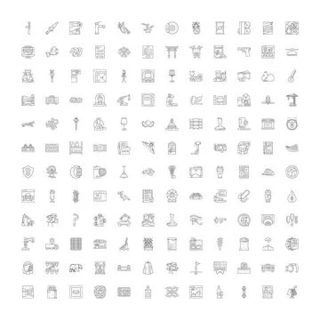 Large collection of diverse line art icons 스톡 일러스트
