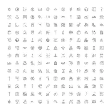 Large collection of diverse line art icons Stockillustratie