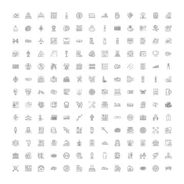 Large collection of diverse line art icons Illustrazione stock