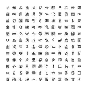 Large collection of diverse line icon set Illustrazione stock