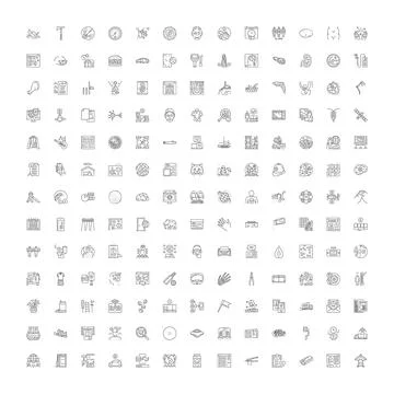 Large collection of diverse line modern web icons Stock Illustration