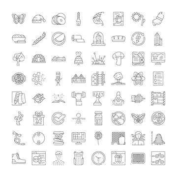 Large collection of diverse line vector icons Stock Illustration